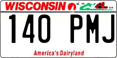 WI license plate 140PMJ