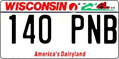 WI license plate 140PNB