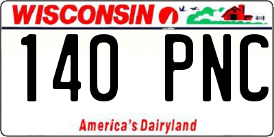 WI license plate 140PNC
