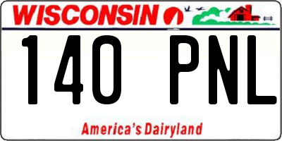WI license plate 140PNL