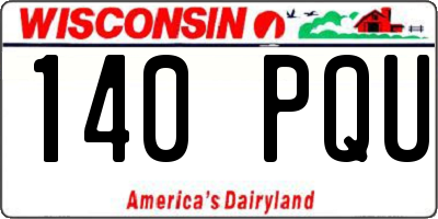WI license plate 140PQU