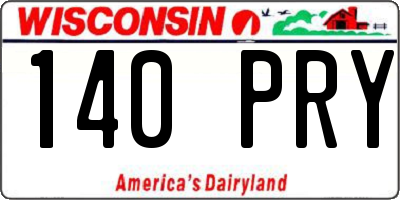 WI license plate 140PRY