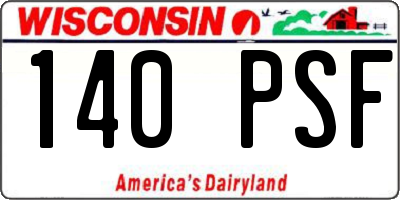 WI license plate 140PSF