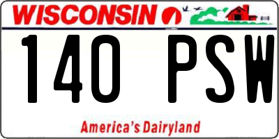 WI license plate 140PSW