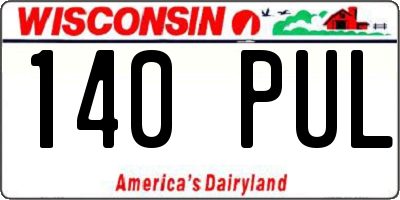 WI license plate 140PUL