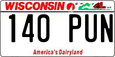 WI license plate 140PUN