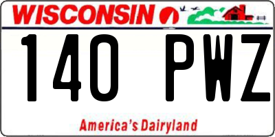 WI license plate 140PWZ