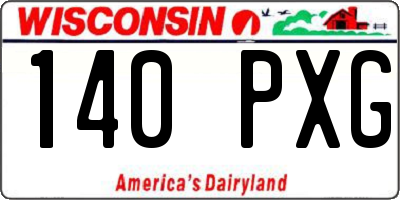 WI license plate 140PXG