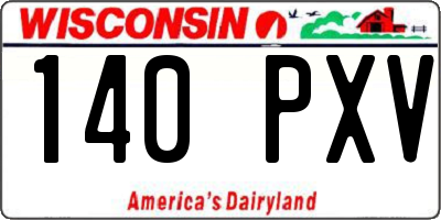 WI license plate 140PXV