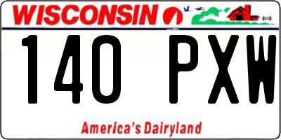 WI license plate 140PXW