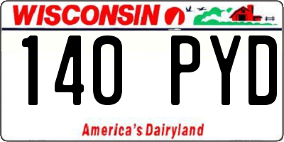 WI license plate 140PYD