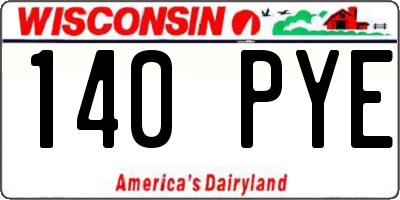 WI license plate 140PYE