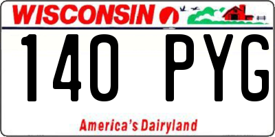 WI license plate 140PYG
