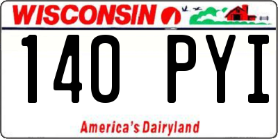 WI license plate 140PYI