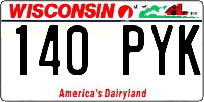 WI license plate 140PYK