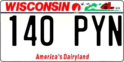 WI license plate 140PYN