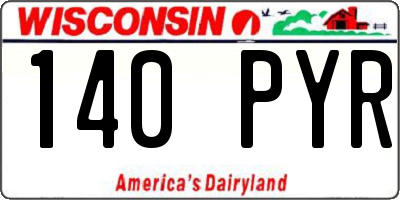 WI license plate 140PYR