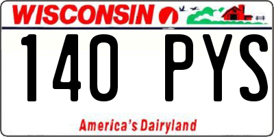WI license plate 140PYS