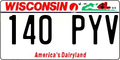 WI license plate 140PYV