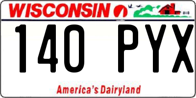WI license plate 140PYX