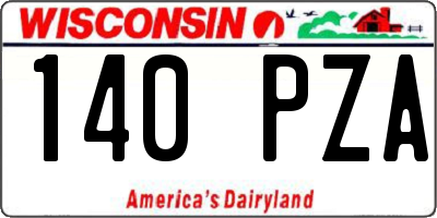 WI license plate 140PZA