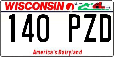WI license plate 140PZD