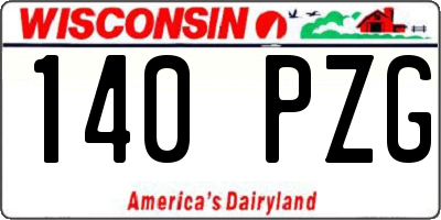 WI license plate 140PZG