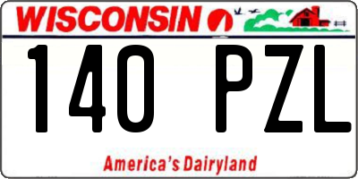 WI license plate 140PZL