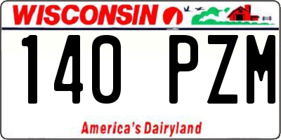 WI license plate 140PZM