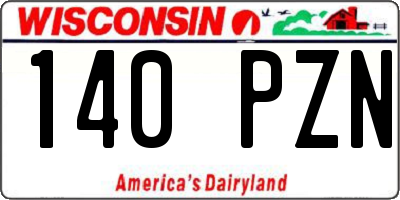 WI license plate 140PZN