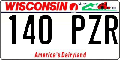 WI license plate 140PZR