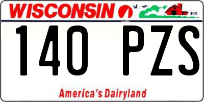 WI license plate 140PZS