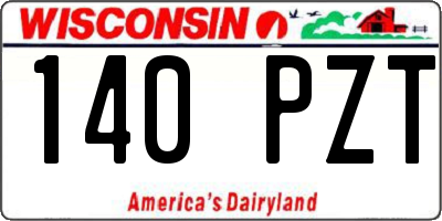 WI license plate 140PZT
