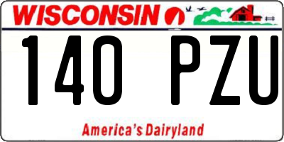 WI license plate 140PZU