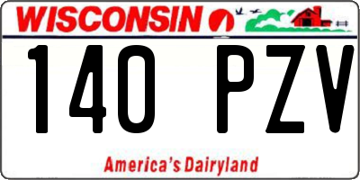 WI license plate 140PZV