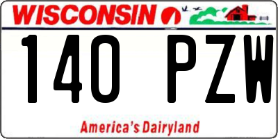 WI license plate 140PZW