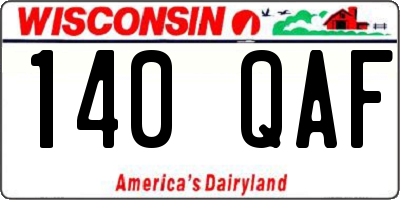 WI license plate 140QAF