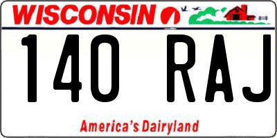 WI license plate 140RAJ