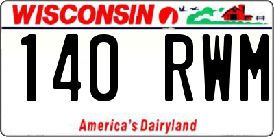 WI license plate 140RWM