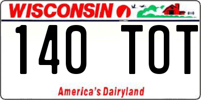 WI license plate 140TOT