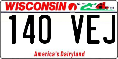 WI license plate 140VEJ