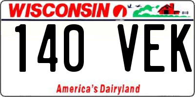 WI license plate 140VEK