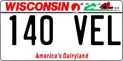 WI license plate 140VEL