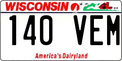 WI license plate 140VEM