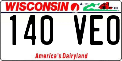 WI license plate 140VEO