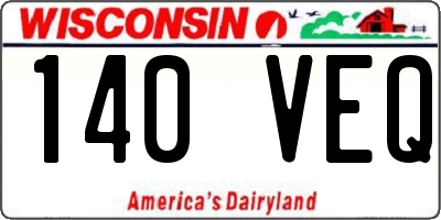 WI license plate 140VEQ