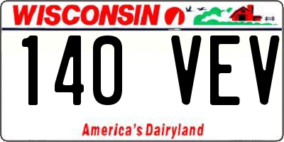WI license plate 140VEV