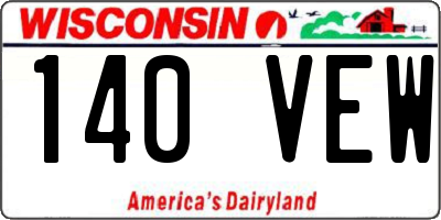WI license plate 140VEW