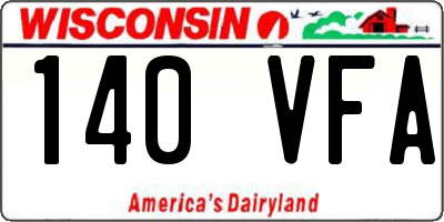 WI license plate 140VFA