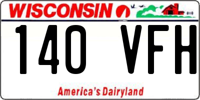 WI license plate 140VFH